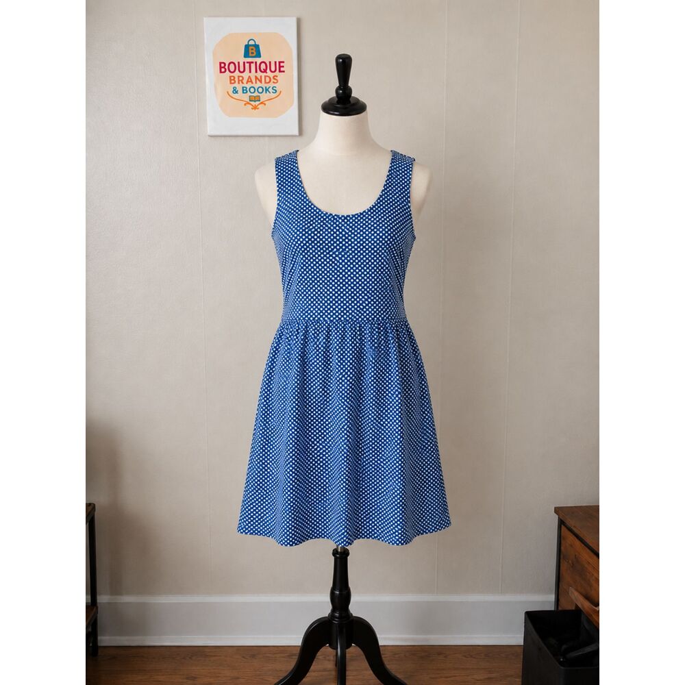 Anthropologie Maeve Blue White Polka Dot Dress Size M Sleeveless